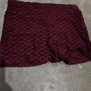 Women's Burgundy Textured Shorts